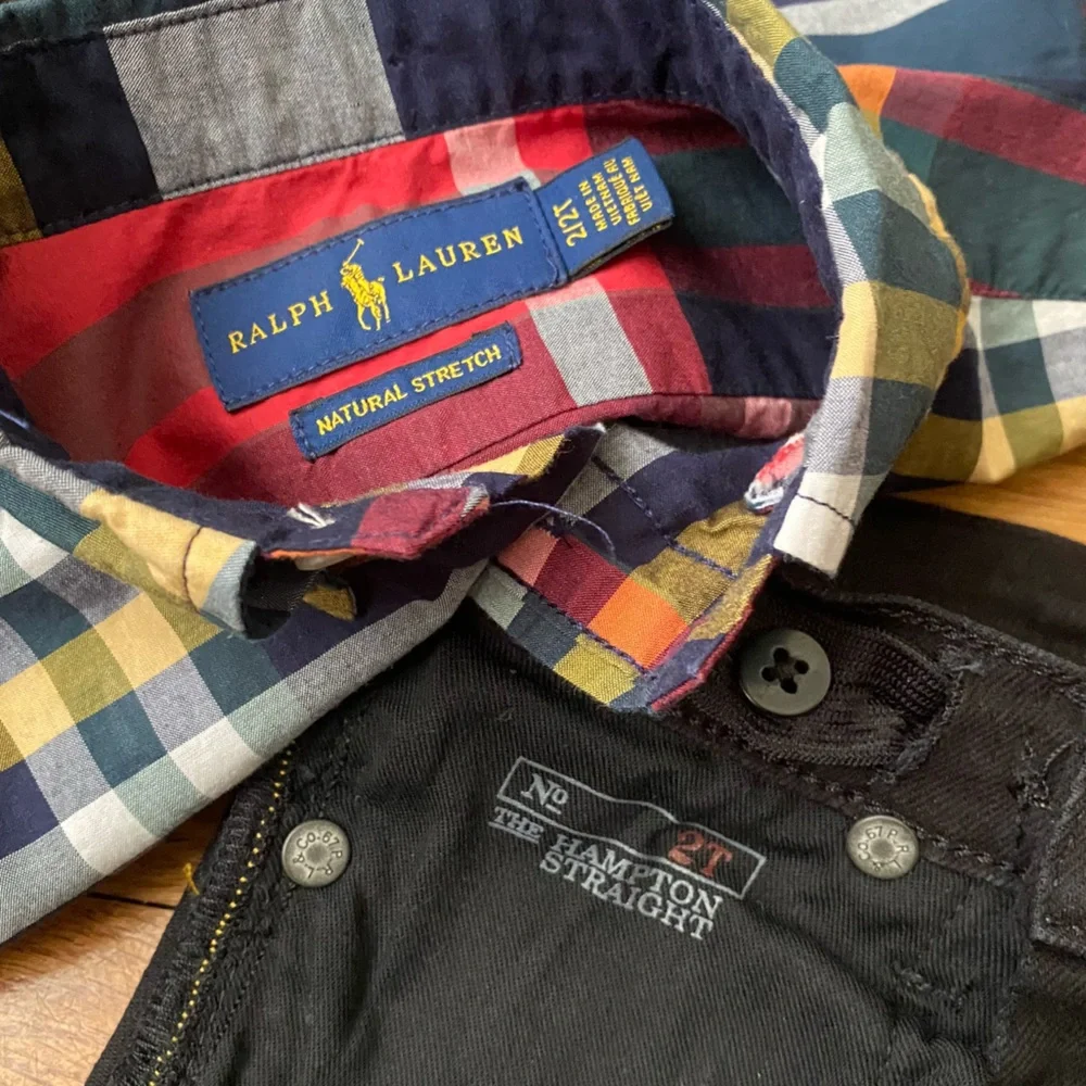 Ralph Lauren Classic Multicolor Plaid Shirt and Hampton Straight Denim Jeans Set